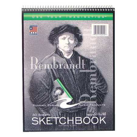 ROARING SPRING Case of Sketch Books, 30 Sheets of Heavy 50# White Drawing Paper, 9"x12" Spiral Bound 52112cs