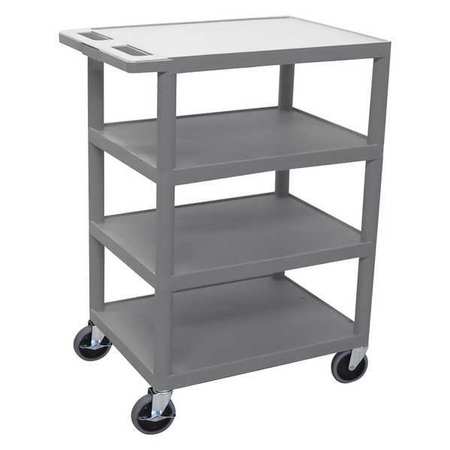 LUXOR Utility Cart, Four Flat Shelf, Injection Molded Thermoplastic Resin, 4 Shelves, 300 lb BC45-G