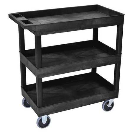 Luxor Tub Shelf Cart, High Density Polyethylene (Shelf)/Polyvinyl Chloride (Leg), 3 Shelves, 500 lb EC111HD-B