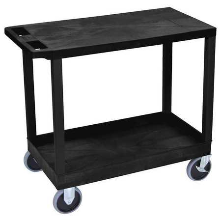 LUXOR Cart, 1 Tub, 1 Flat Shelves, 18"x32", High Density Polyethylene (Shelf), Polyvinyl Chloride (Leg) EC21HD-B