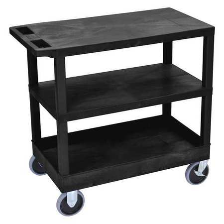 LUXOR High Density Polyethylene (Shelf)/Polyvinyl Chloride (Leg) Cart, (2) Flat, 1 Tub Shelves, 18"x32" EC221HD-B