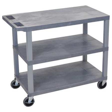 LUXOR Cart, (3) Flat Shelves, 18"x32", High Density Polyethylene (Shelf)/Polyvinyl Chloride (Leg), 400 lb EC222-G