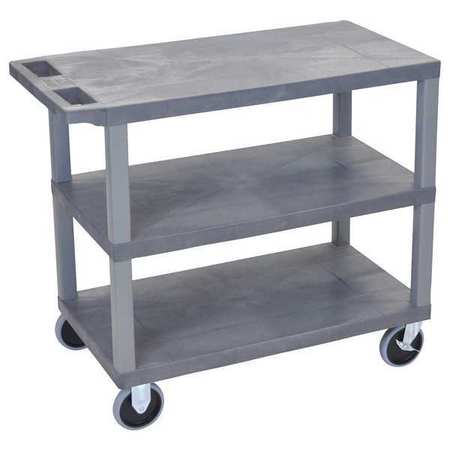 LUXOR Cart, (3) Flat Shelves, 18"x32", High Density Polyethylene (Shelf)/Polyvinyl Chloride (Leg), 500 lb EC222HD-G
