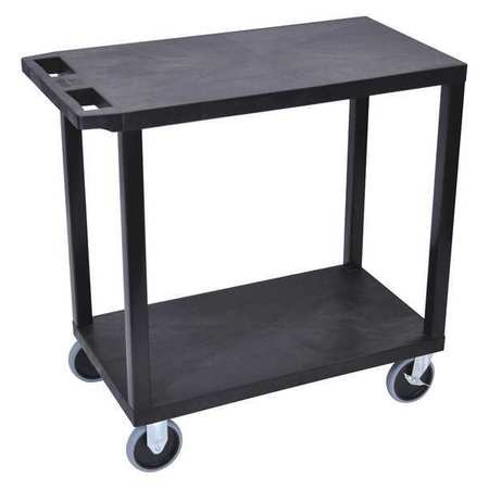 LUXOR Cart, (2) Flat Shelves, 18"x32", High Density Polyethylene (Shelf), Polyvinyl Chloride (Leg), 500 lb. EC22HD-B