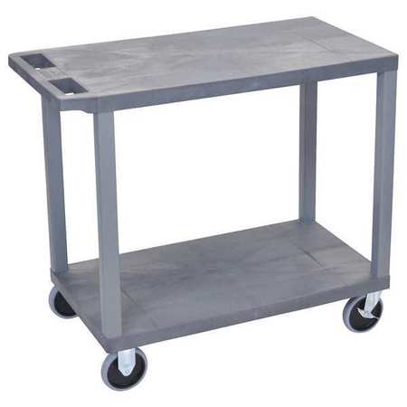 LUXOR Cart, (2) Flat Shelves, 18"x32", High Density Polyethylene (Shelf)/Polyvinyl Chloride (Leg), 500 lb EC22HD-G