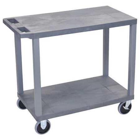 Luxor Cart, (2) Flat Shelves, 18"x32", High Density Polyethylene (Shelf)/Polyvinyl Chloride (Leg), 500 lb EC22HD-G