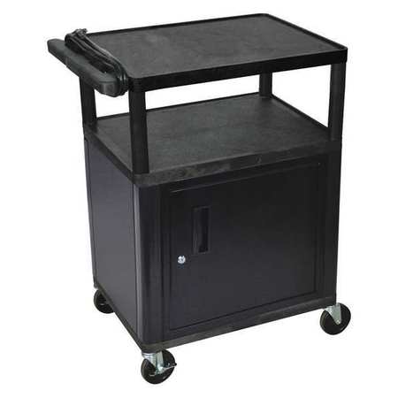 LUXOR Three Shelf Cart, w/Cabinet, 35-1/4"H LP34CE-B