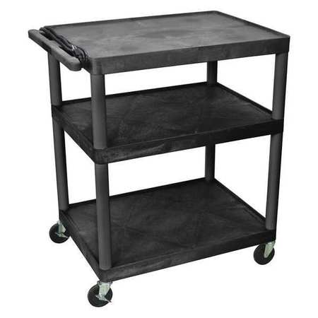 Luxor Shelf Cart, Molded Plastic (Shelf), 3 Shelves, 400 lb LP40E-B