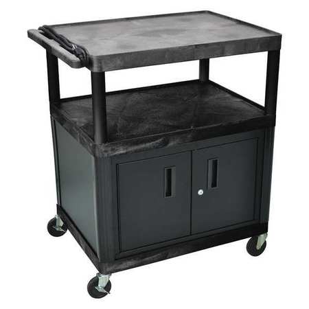 LUXOR Shelf Cart, Molded Plastic (Shelf), 20 ga. Steel (Cabinet), 3 Shelves, 400 lb. LP40CE-B