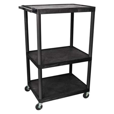 LUXOR Shelf Cart, Molded Plastic (Shelf), 3 Shelves LP54E-B