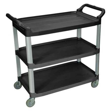 LUXOR Serving Cart, (3) Shelf, L, Polypropylene (Shelf)/Aluminum (Upright), 3 Shelves, 300 lb SC13-B