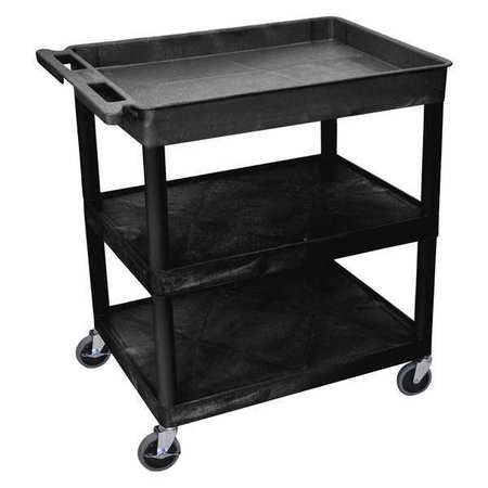 LUXOR High Density Polyethylene (Shelf), Polyvinyl Chloride (Leg) Tub Cart, (3) Shelves, L, 3 Shelves TC122-B