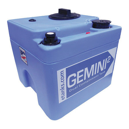 PEABODY ENGINEERING Gemini®Dual Containment® Storage Tank, Double Wall, Square, LDPE 1.5, Blue, 5 Gal 01-31922