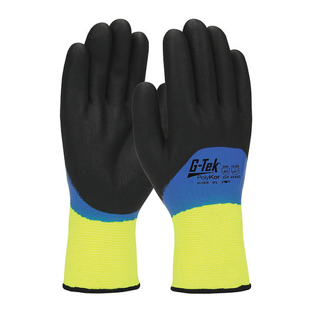 Pip Hi-Vis Cold Protection Coated Gloves, Acrylic Terry/PolyKor Yarn Lining, L, 12PK 41-1415/L