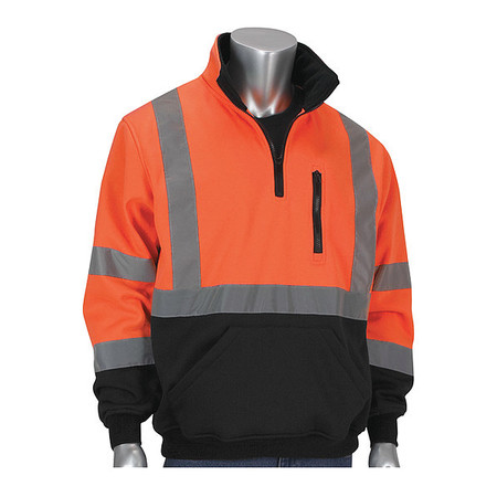 PIP Hi-Visibility Sweats, Org, 1/4 Zip, XL 323-1330B-OR/XL