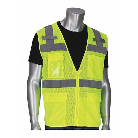Pip Hi-Visibility Vest, 5 Pockets, Lime Yl, L 302-0750-LY/L