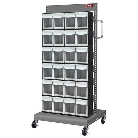 SHUTER Mobile Parts Cart, FO304 2, Sided 48 Bins 1010549