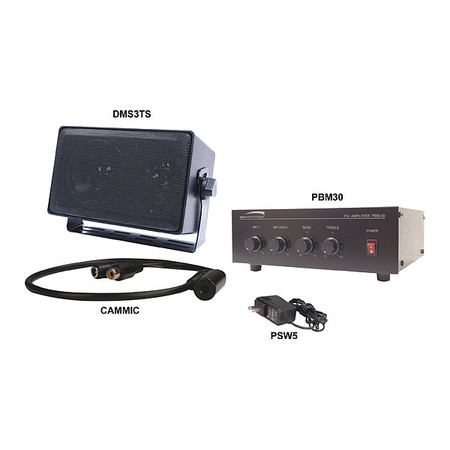 SPECO TECHNOLOGIES Audio Kit, 2-Way, 30W Amp 2WAK3