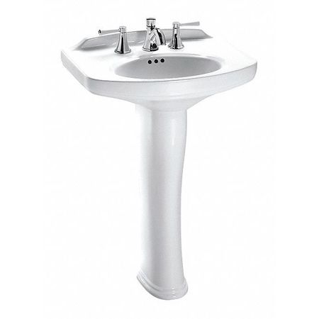 TOTO 4" Mount, Dartmouth, Pedestal Lavatory, 4 Faucet Set, Cotton LPT642.4#01