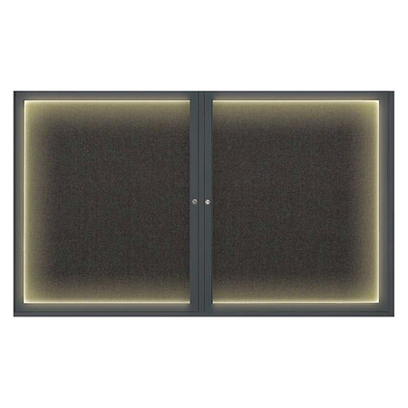 Corkboard,Lighted,Fbrc,Blk,2 Door,60x36