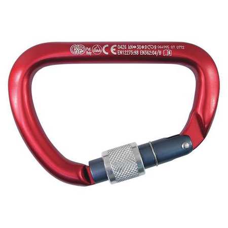 Kong Usa Carabiner, Screw-Lock, 114mm Length, Aluminum Alloy, Red 711MA0RDPK