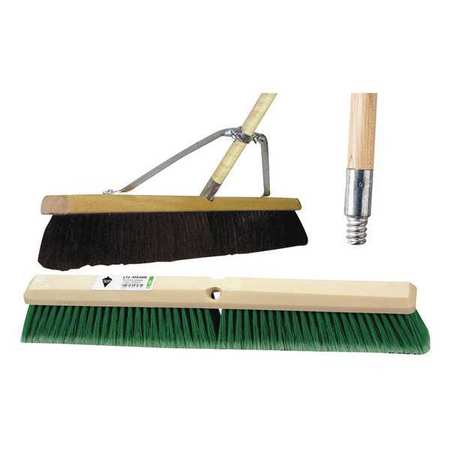 Tough Guy 36 in Sweep Face Broom, Soft, Synthetic, Green, 60 in L Handle 59JM42