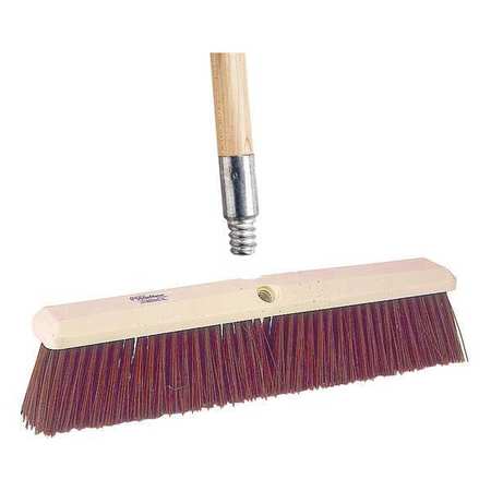 Tough Guy 18 in Sweep Face Broom, Medium, Synthetic, Brown, 60 in L Handle 59JM43