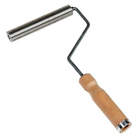 MIDWEST RAKE Paint Roller Frame, Ribbed, Wood Handle, 6" Rollers 48316