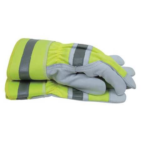 BLACKCANYON OUTFITTERS Hi Vis, Goat Leather, Work Gloves, L 703131L