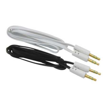 MOBILESPEC Aux Cable, 3.5mm, Black/White MS35BULKBW