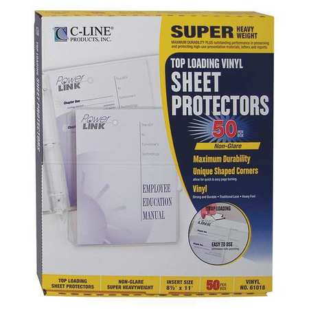 C-LINE PRODUCTS Page Protector 8-1/2 x 11", Vinyl, PK50 61018