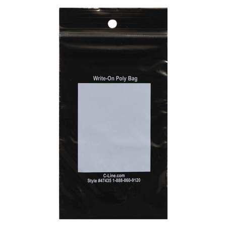 C-LINE PRODUCTS 3" x 5" Recloseable Poly Bags, Black, PK 1000 47435