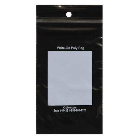 C-Line Products 3" x 5" Recloseable Poly Bags, Black, PK 1000 47435