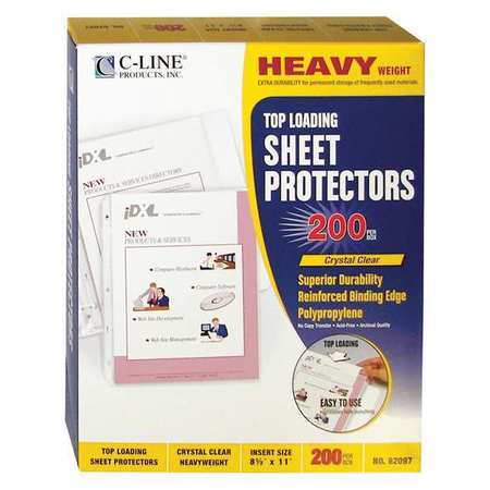 C-LINE PRODUCTS Page Protector, Poly, Clear, 11x8.5", PK200 62097