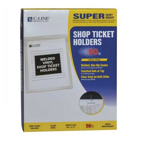 C-Line Products Shop Ticket Holder, Clear, 8.5 x 11", PK50 80911