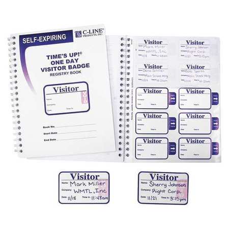 C-LINE PRODUCTS Visitor Badge, Self-Expire, Registry Log 97009