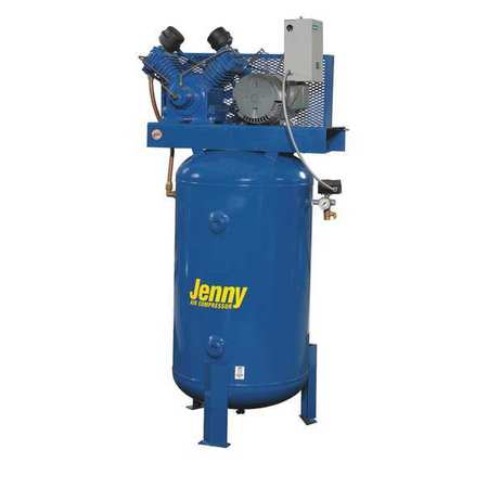 JENNY Air Compressor, Stationary, 23.0cfm, 125psi, Free Air CFM @ Max. Pressure: 28.7 J5A-60V-230/3