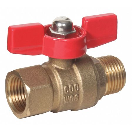 MIDWEST CONTROL 1/4" MPT x FPT Mini Brass Ball Valve MMTH-25