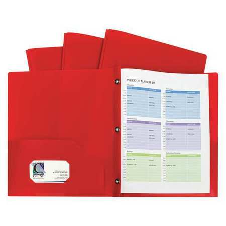 C-LINE PRODUCTS Two Pocket File Folder, Prong, Red, Pk10 32964