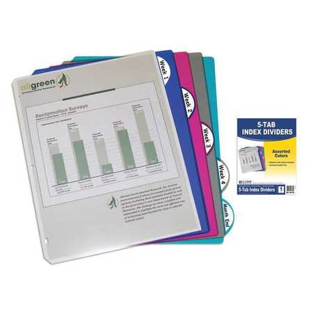 C-Line Products Binder Index Dividers 5-Tab, Assorted colors, Pk12 05730BNDL12ST