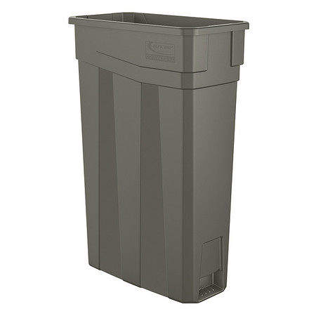 SUNCAST COMMERCIAL 23 gal. Rectangular Trash Can, Gray, Snap-On, Polymer TCN2030