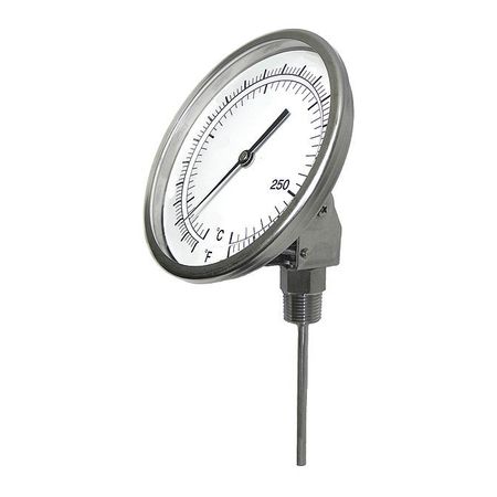 PIC GAUGES Bimetal, 5", 0/250deg F/C, 24"Stem Adjust B5A24-II