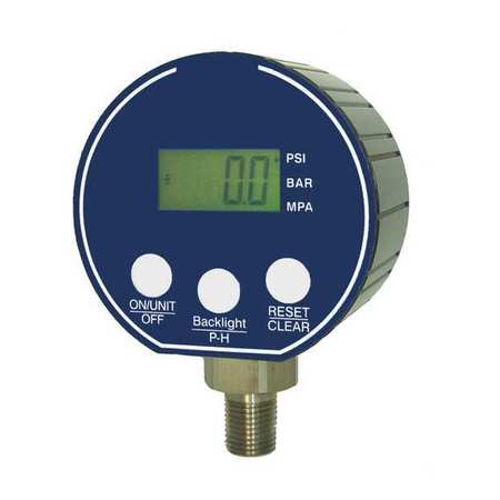 Pic Gauges Digital Gauge, 3", 0-3000psi/BAR/MPA, 1/4"S DPG-254LP