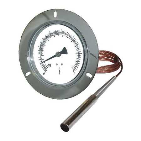 PIC GAUGES Thermometer, 3-1/2", 0-250degF, 5ftArmor FF V35WFF-250-SF