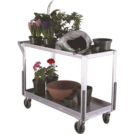 NEW AGE Cart, Floral, 2-Shelf, 17" x 40", Aluminum, 2 Shelves NS765