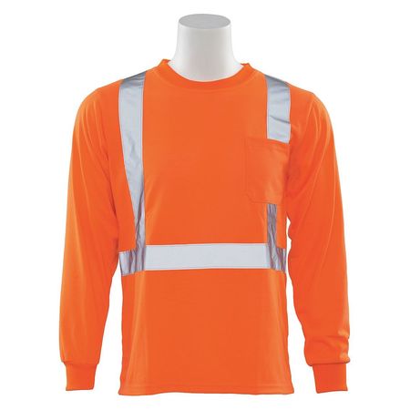 ERB SAFETY T-Shirt, Class2, Hi-Viz, Orange, 5XL, Material: 100% Polyester Jersey with Moisture Wicking 61805