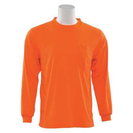 ERB SAFETY T-Shirt, Long Sleeve, Hi-Viz, Orange, 5XL 61796