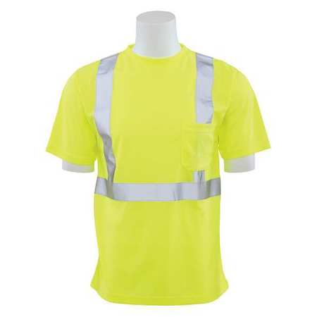 ERB SAFETY T-Shirt, Class2, X Back, Hi-Viz, Lime, 5XL 62187