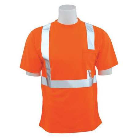 ERB SAFETY T-Shirt, Class2, X Back, Hi-Viz, Orange, M 62189