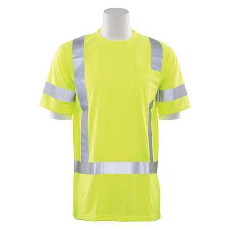 ERB SAFETY T-Shirt, Class 3, Hi-Viz, Lime, L 61279